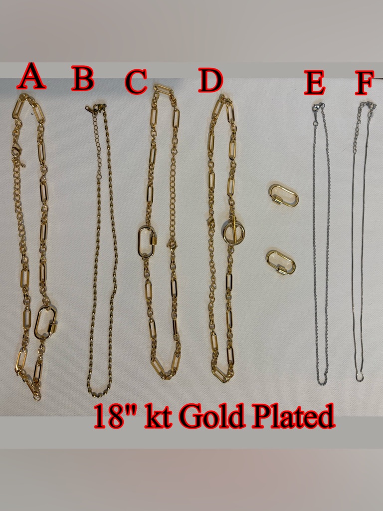 18 Kt Gold Plated Chains Approximately 18 Long And 18 Kt Gold Plated Connectors